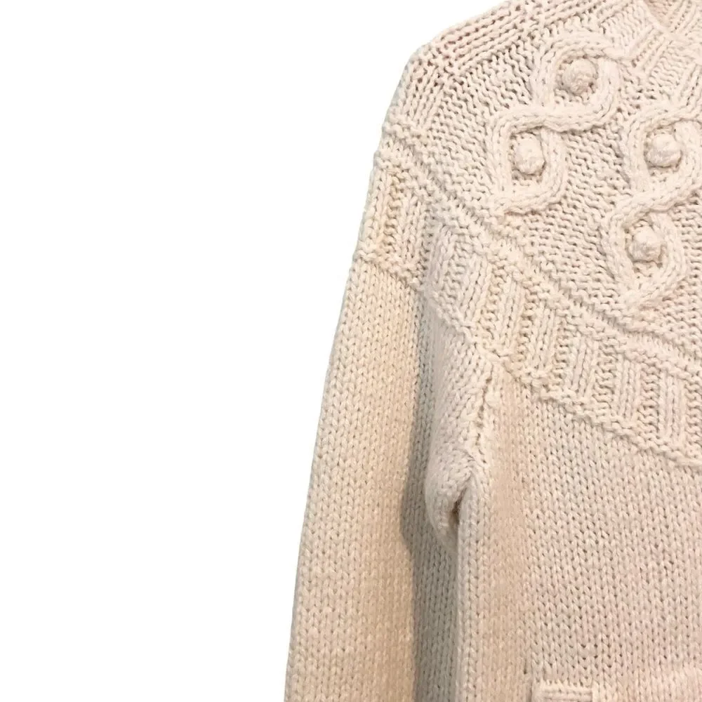 J. Crew Hand Knit Cardigan Sweater with Front Pockets with Gold Accent in Small